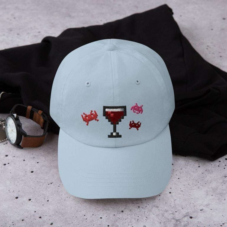 wine invaders dad hat staged